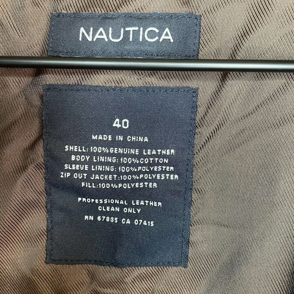 Vintage Nautica 100% Leather Shell Suede 5 Pocket Jacket Brown Men’s Size 40 - Picture 4 of 12